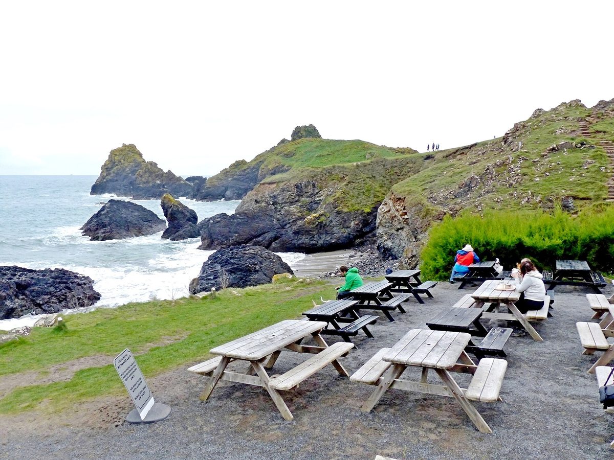 Turquoise water and serpentine rocks at Kynance Cove on Cornwall's Lizard Peninsula