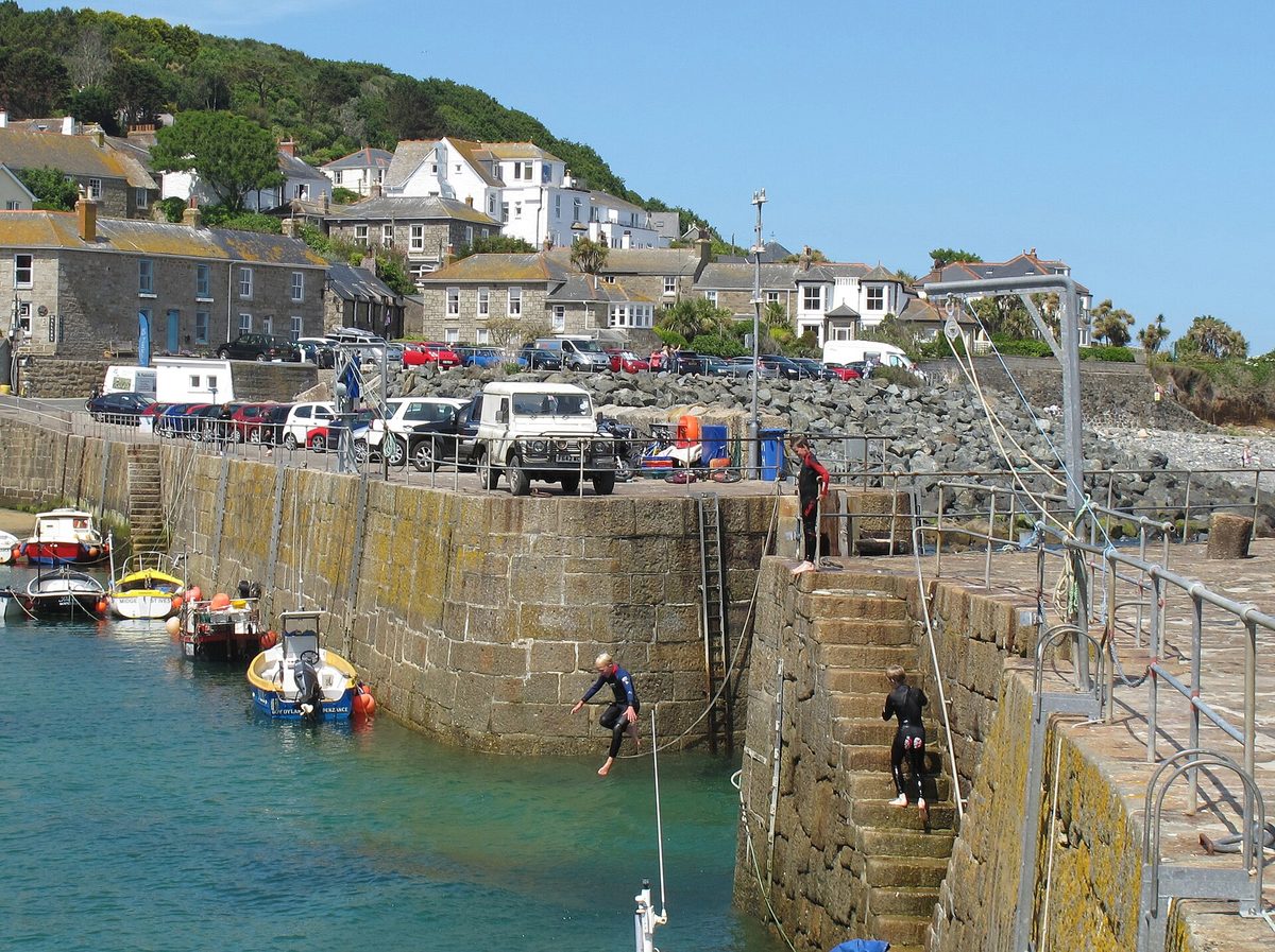 The tiny granite harbour of Mousehole village in far west Cornwall