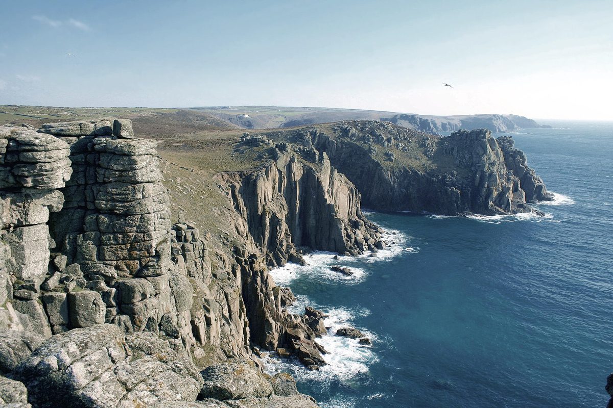 The dramatic cliffs at Land's End, the most westerly point of mainland England