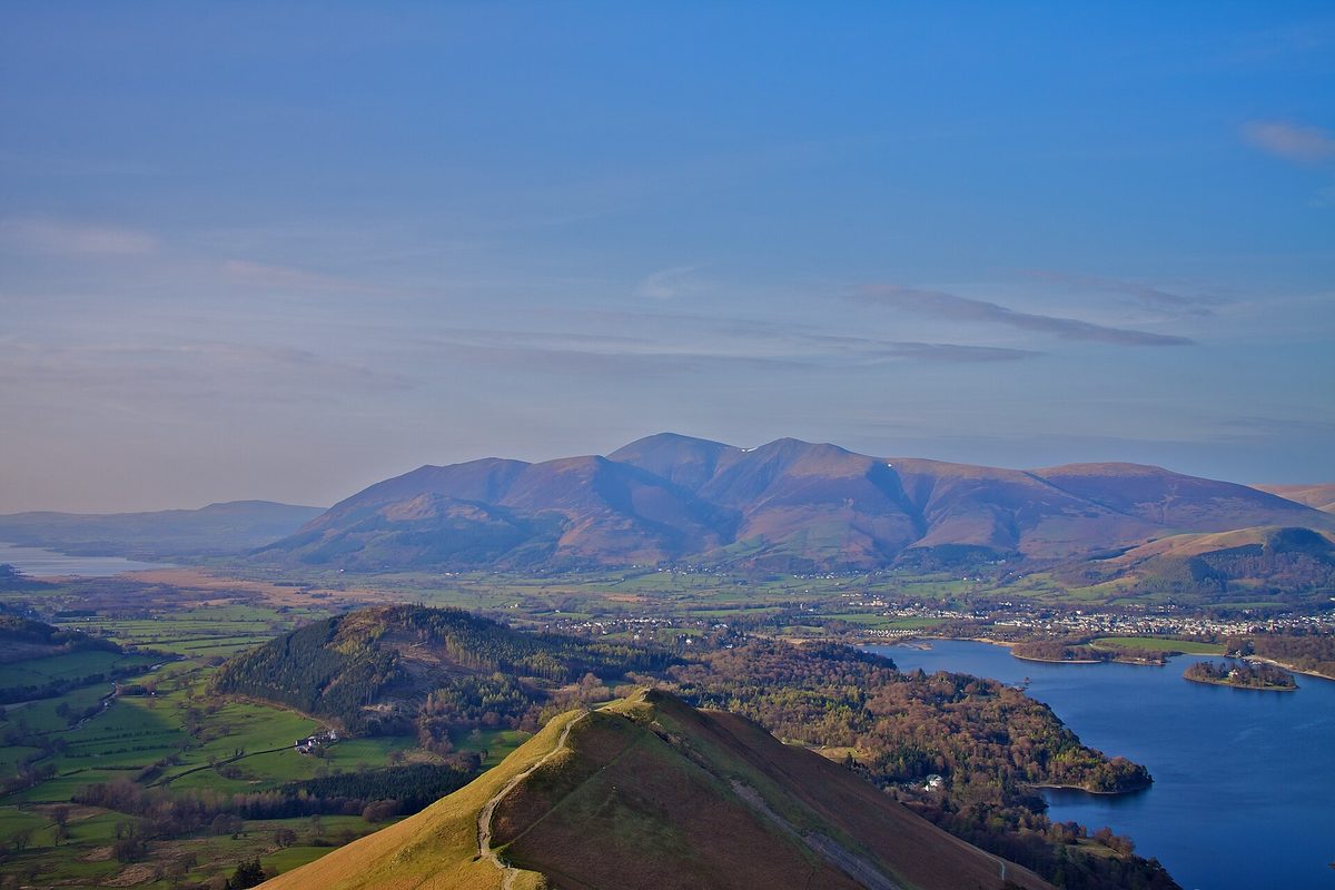 The Catbells ridge rising above Derwentwater, a top thing to do in the Lake District for first-time walkers