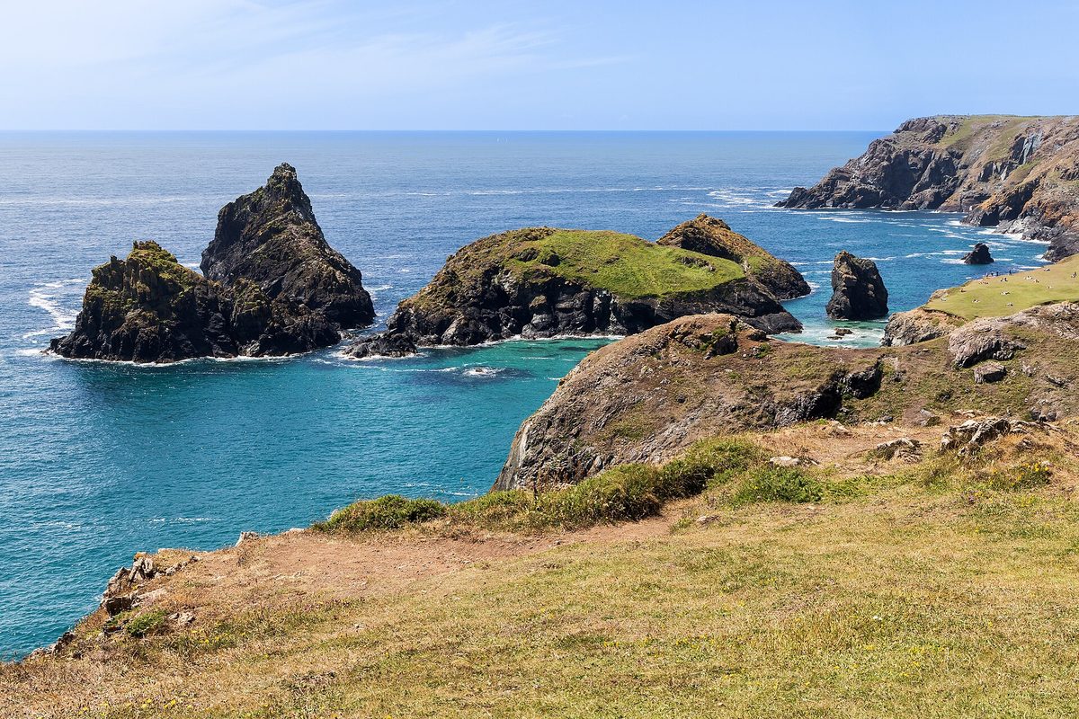 Cornwall coastal drive views over Kynance Cove on the Lizard peninsula
