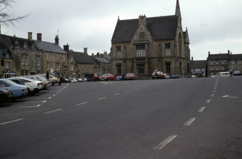 The market square and historic buildings of Stow-on-the-Wold in the northern Cotswolds