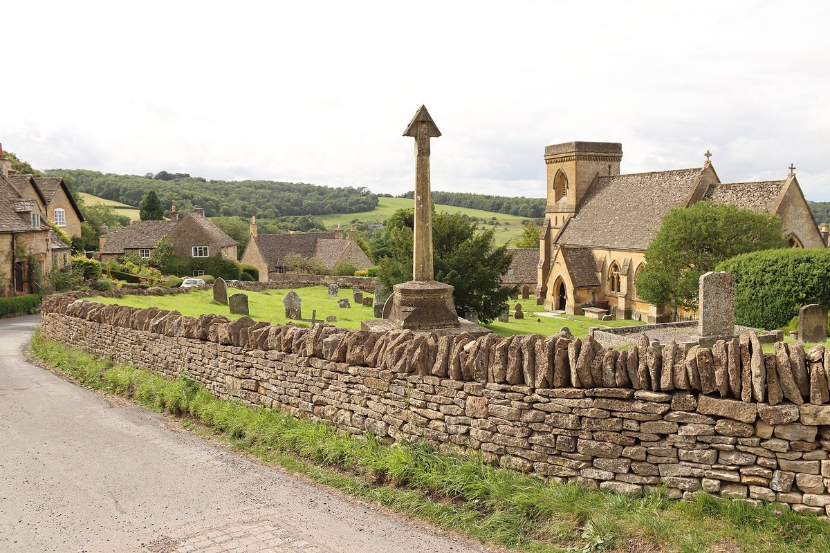 The honey-stone cottages and gardens of Snowshill village in the northern Cotswolds