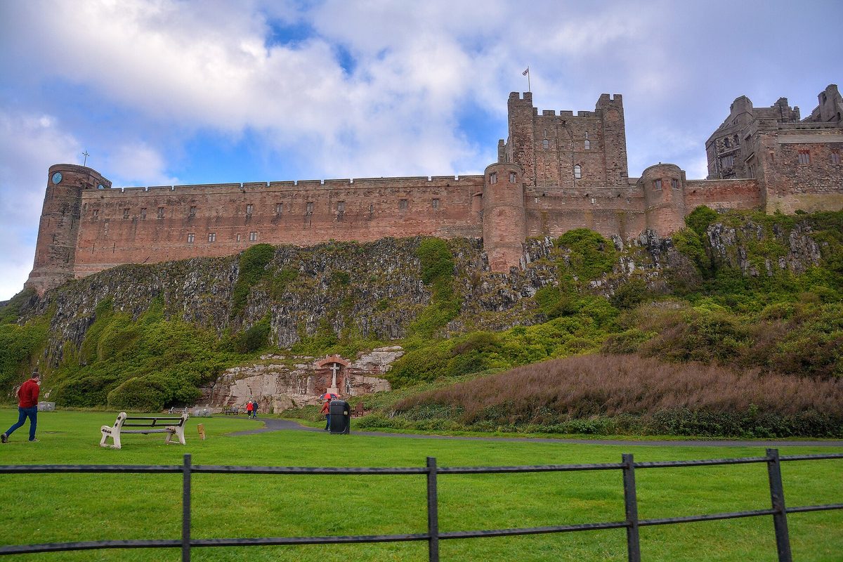Bamburgh Castle rising above the Northumberland coast