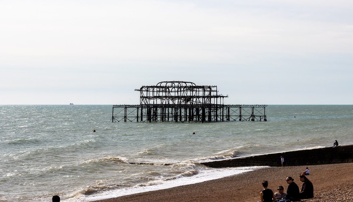 Brighton seafront, England — proof that even a wet, breezy coast day is worth packing for