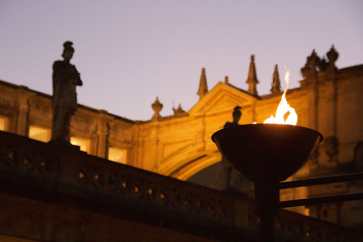 A statue above the Roman Baths in Bath, one of England's most useful first-trip heritage stops