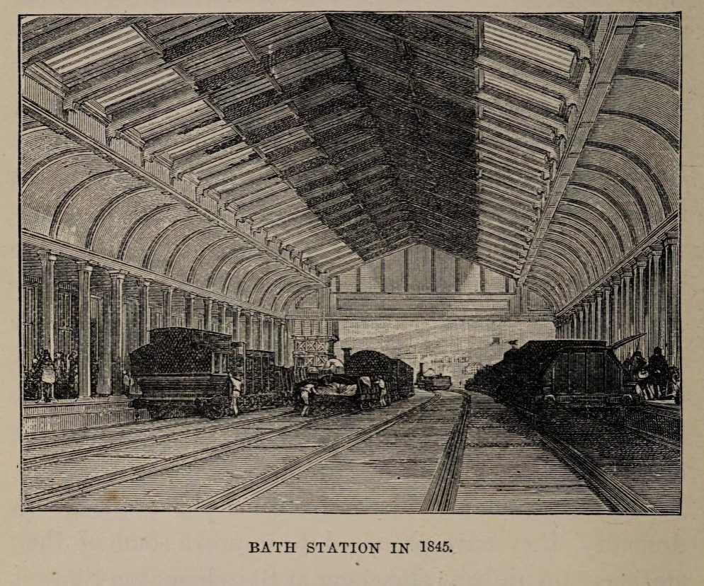 A train arriving at Bath Spa station, a car-free-friendly base in southwest England